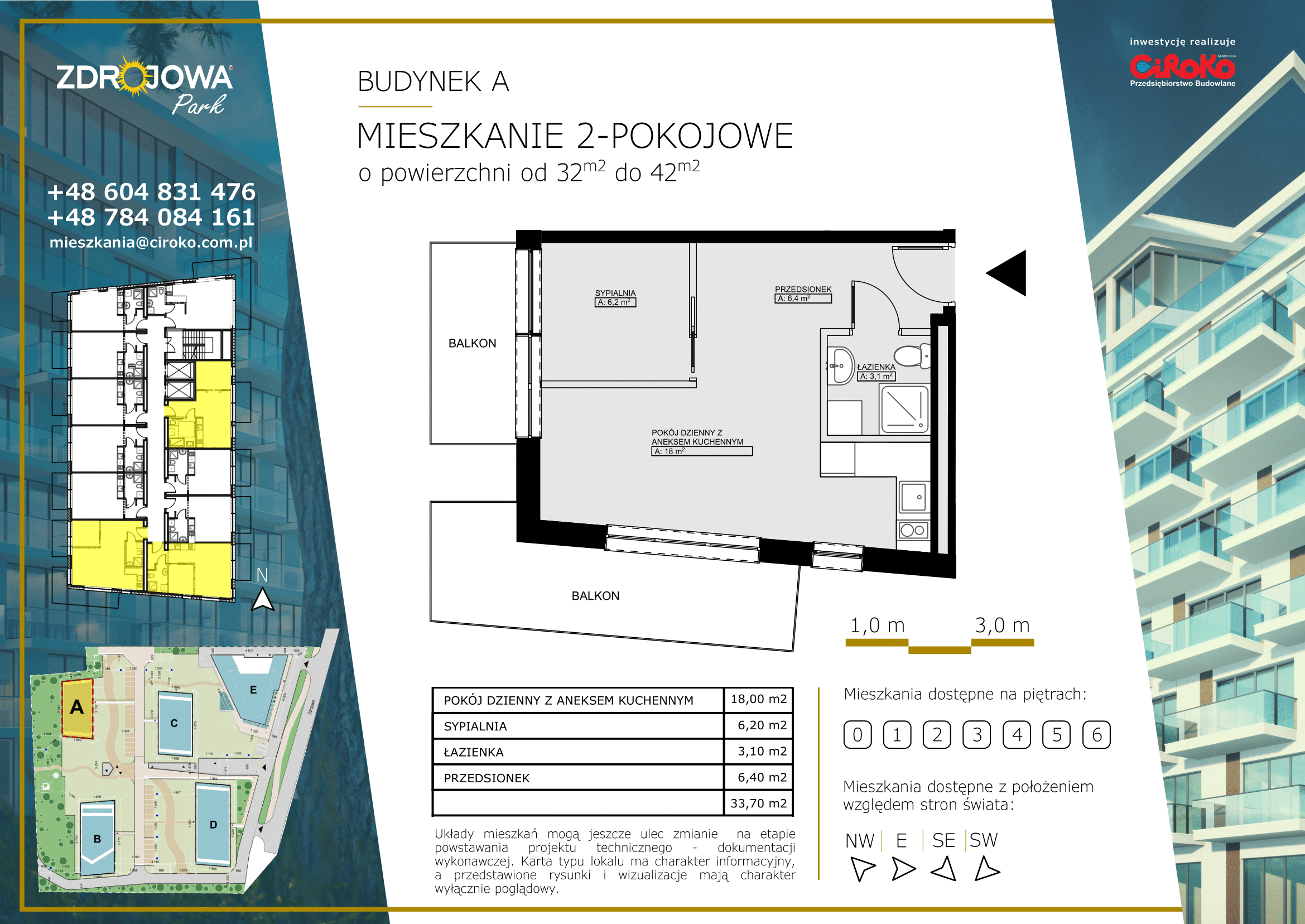 Mieszkanie 2 pokojowe o powierzchni od 32 m2 do 42 m2