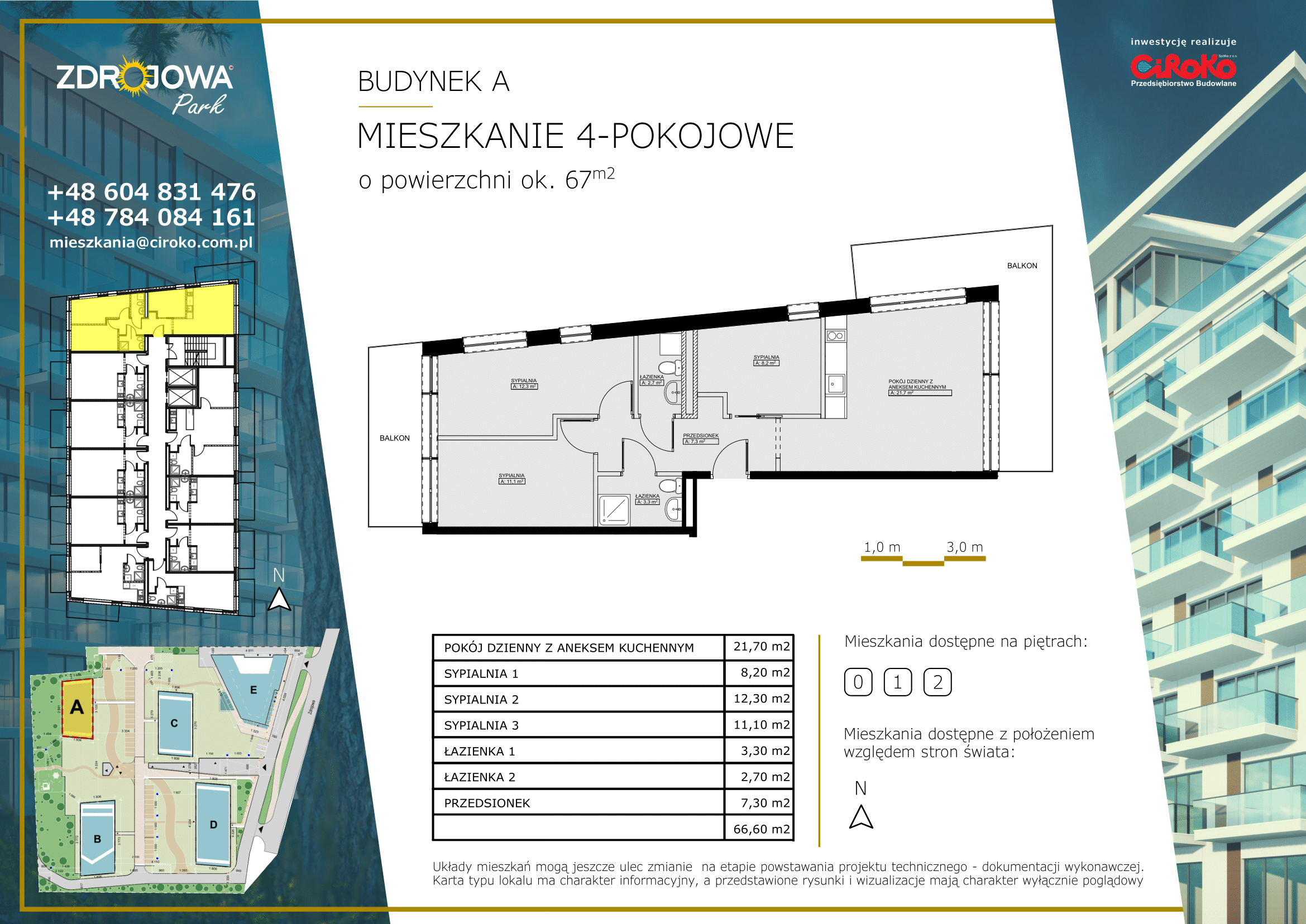 Mieszkanie 4 pokojowe o powierzchni ok. 67 m2.